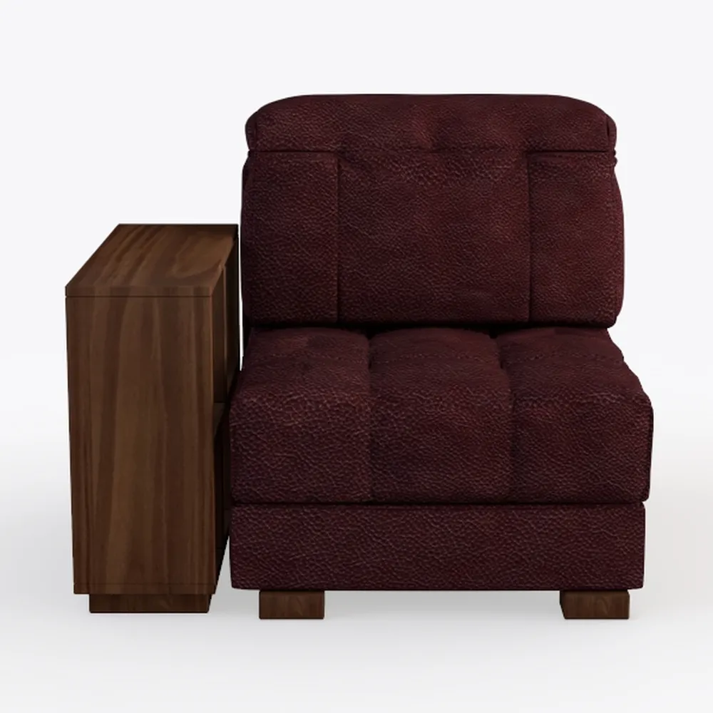 Poltrona in Stile con Pouf, Poltrona Lounge di metà secolo con Cuscini lombari, Poltrona in Pelle per Lettura, Struttura in Legno massello, divani Singoli Imbottiti (Curry)