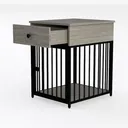 Industrial Rustic Solid Wood Metal Nightstand 3D Model Left 45 Degree View