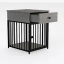 Industrial Rustic Solid Wood Metal Nightstand 3D Model Right 45 Degree View