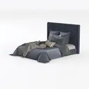 Modern Navy Velvet Tufted Upholstered King Bed 3D Model Left 45 Degree View