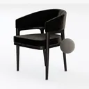 Modern Dark Fabric Upholstered Wooden Armchair 3D Model Left 45 Degree View