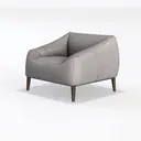 Minimalist Fabric Upholstered Armchair with Wood Legs 3D Model Left 45 Degree View