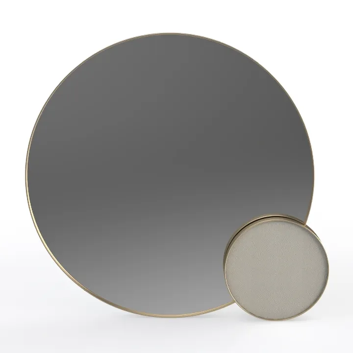 Modern Brass Framed Round Wall Mirror Set 3D Model