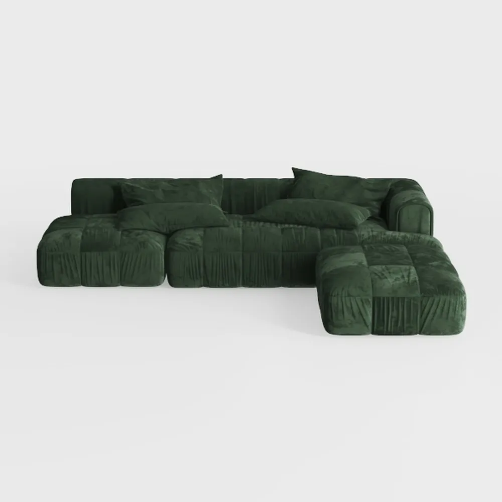 Sectional Sofa 4 Seater with Movable 2 Ottomans