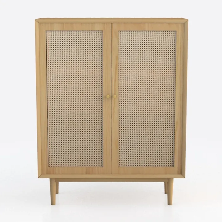 Accent Storage Cabinet Sideboard with Rattan Doors