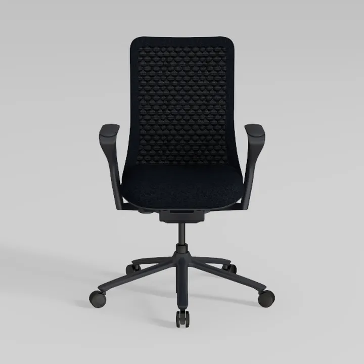 Modern Black Fabric Mesh Office Chair 3D Model