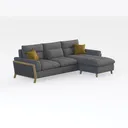 Modern Fabric L Shaped Sectional Sofa with Wood Legs 3D Model Right 45 Degree View