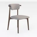 Minimalist Solid Wood Fabric Dining Chair 3D Model Right 45 Degree View