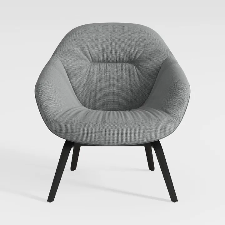 Minimalist Fabric Upholstered Armchair with Black Wood Legs 3D Model