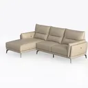 Modern Minimalist Leather L Shape Sectional Sofa 3D Model Left 45 Degree View