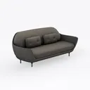 Minimalist Dark Fabric Upholstered 3 Seater Sofa 3D Model Right 45 Degree View