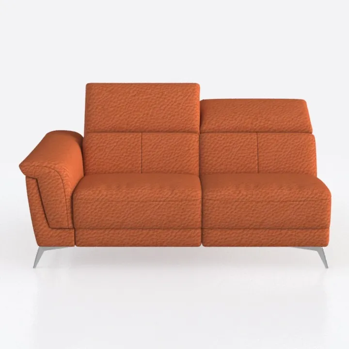 Modern Burnt Orange Leather 2 Seater Recliner Sofa 3D Model