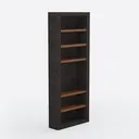 Minimalist Dark Frame Wood Open Bookshelf 3D Model Right 45 Degree View