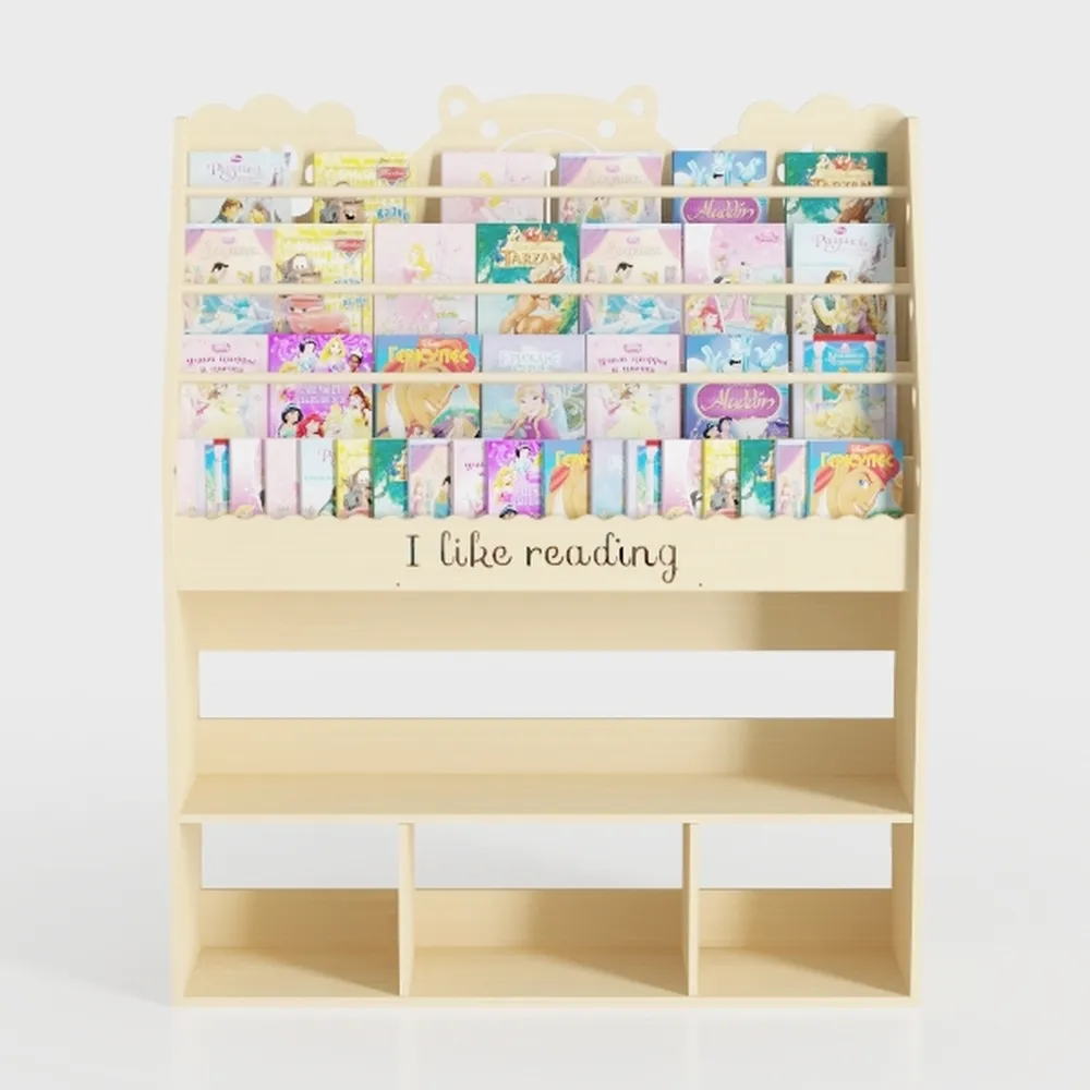 2-Tier Kids Bookshelf with Drawers Montessori