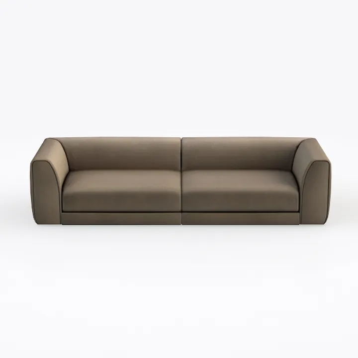 Minimalist Modern Brown Fabric Sofa 3D Model