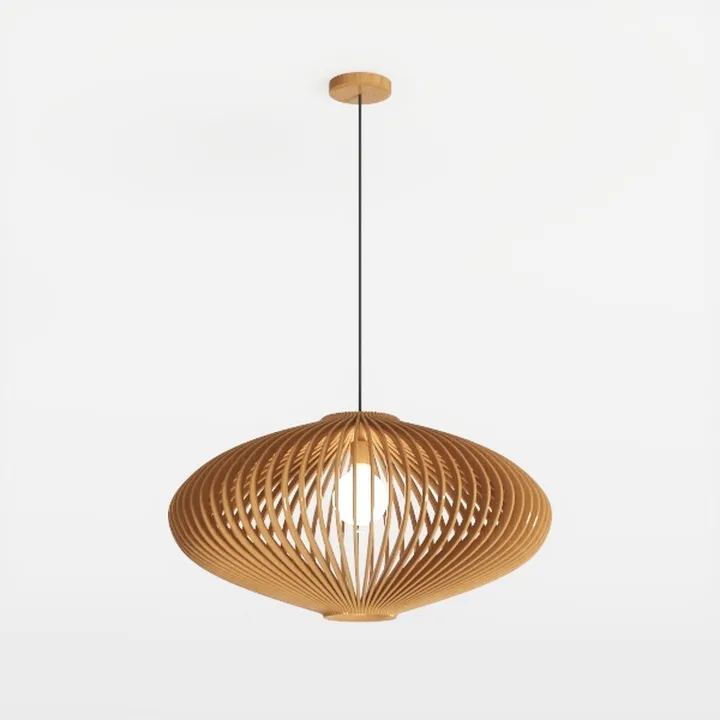 Minimalist Natural Oak Wood Pendant Lamp 3D Model