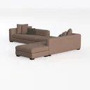 Minimalist Tufted Fabric U Shaped Sectional Sofa 3D Model Left 45 Degree View