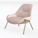 Modern Pink Fabric Upholstered Gold Metal Legs Armchair 3D Model Left 45 Degree View