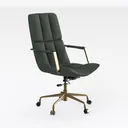 Modern Dark Green Velvet Gold Metal Office Chair 3D Model Right 45 Degree View