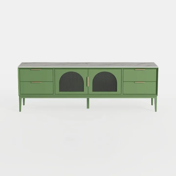 Modern Marble Top Green Solid Wood TV Stand Console Cabinet 3D Model