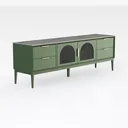 Modern Marble Top Green Solid Wood TV Stand Console Cabinet 3D Model Right 45 Degree View