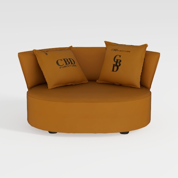 360° Swivel Orange Red Chenille Barrel Chair with 