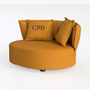 360° Swivel Orange Red Chenille Barrel Chair with  Left 45 Degree View