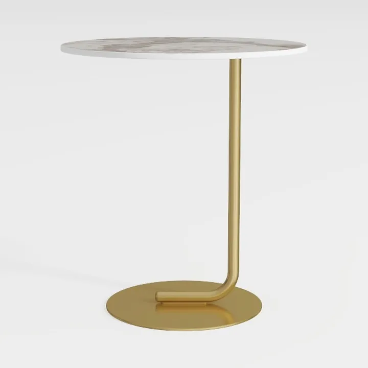 Modern Marble Top Gold Metal C Shape Side Table 3D Model