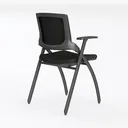 Modern Minimalist Black Fabric Metal Armchair 3D Model Left 45 Degree View