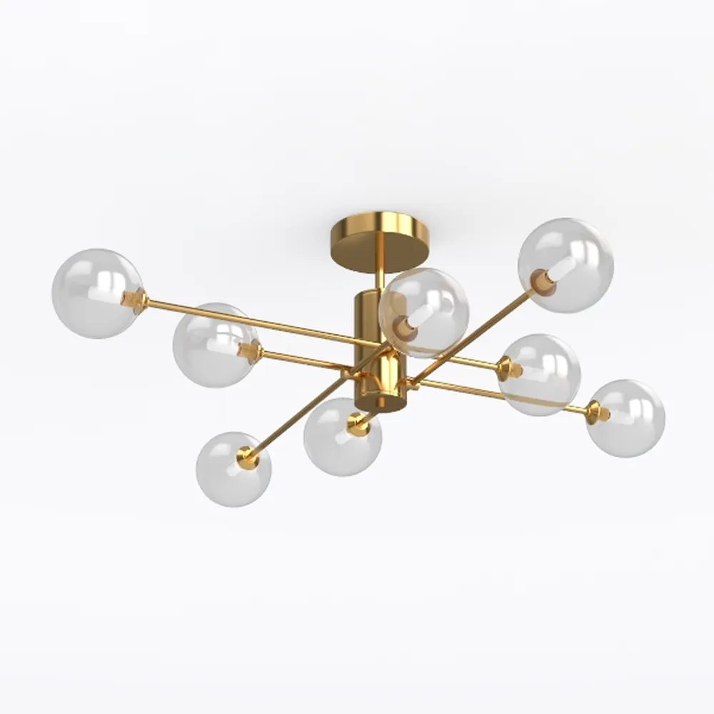 Gold Mid Century Modern Sputnik Flush Mount