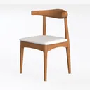 Modern Solid Wood Fabric Upholstered Dining Chair 3D Model Left 45 Degree View