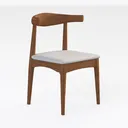Modern Solid Wood Fabric Upholstered Dining Chair 3D Model Right 45 Degree View