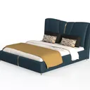 Modern Luxury Leather Upholstered King Size Bed 3D Model Left 45 Degree View