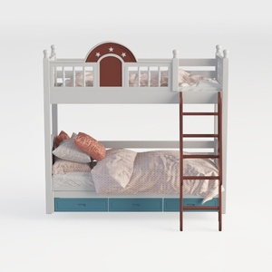 SOFTSEA Twin Over Twin Wood House Bunk Bed with He