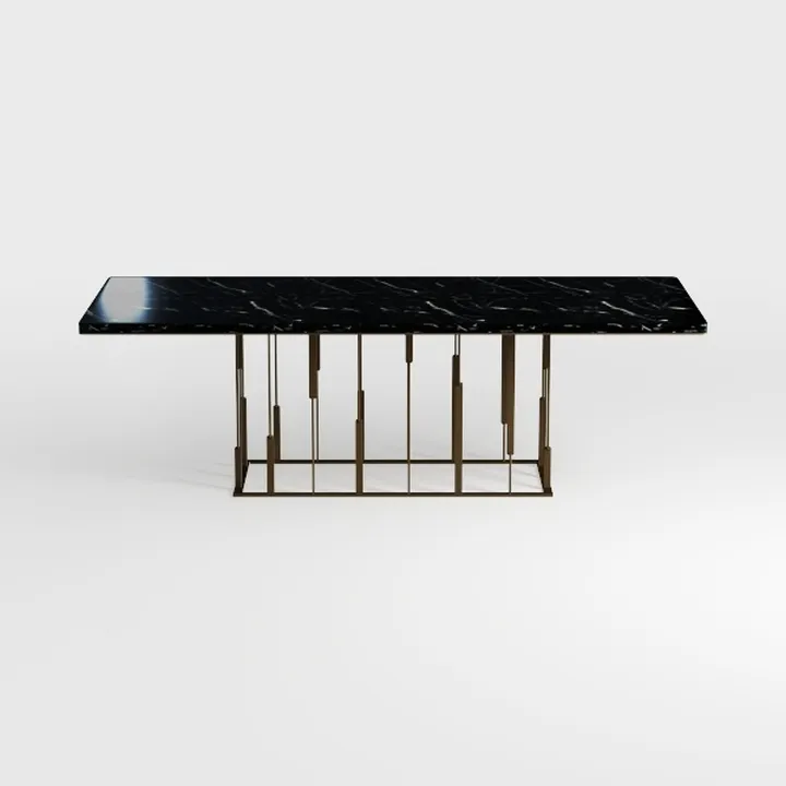 Modern Black Marble Top Metal Base Dining Table 3D Model
