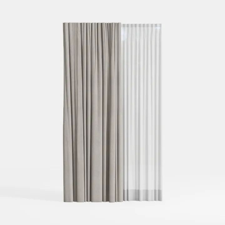 Minimalist Fabric Sheer And Solid Curtain 3D Model