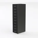 Modern Metal Multi Drawer Tall Filing Cabinet 3D Model Left 45 Degree View