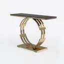Modern Art Deco Gold Metal Glass Top Console Table 3D Model Left 45 Degree View