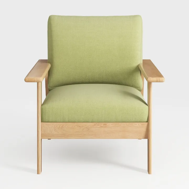 Minimalist Solid Oak Fabric Armchair 3D Model