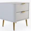 Modern White Gold Accent Two Drawer Nightstand 3D Model Right 45 Degree View