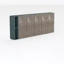 Minimalist Solid Wood And Dark Metal Sideboard Cabinet 3D Model Right 45 Degree View