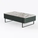 Modern Marble Top Dark Green Metal Frame Coffee Table 3D Model Left 45 Degree View