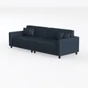 Flesser Loveseat Navy Blue Couch with Ottoman Stor Left 45 Degree View