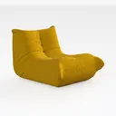 Minimalist Yellow Fabric Tufted Lounge Chair 3D Model Right 45 Degree View