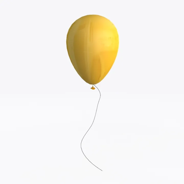 Glossy Yellow Latex Party Balloon 3D Model