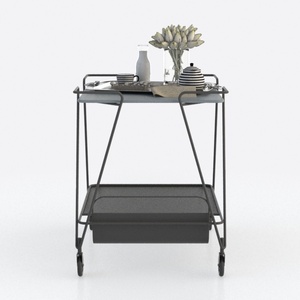 Outdoor Patio Metal Bar Serving Cart with Translus