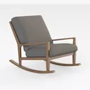 Minimalist Fabric Solid Wood Rocking Chair 3D Model Right 45 Degree View