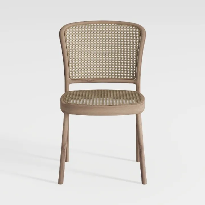 Set of 2 Vintage Dining Chairs with Cane Backrest