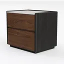 Modern Marble Top Walnut Solid Wood Nightstand 3D Model Left 45 Degree View