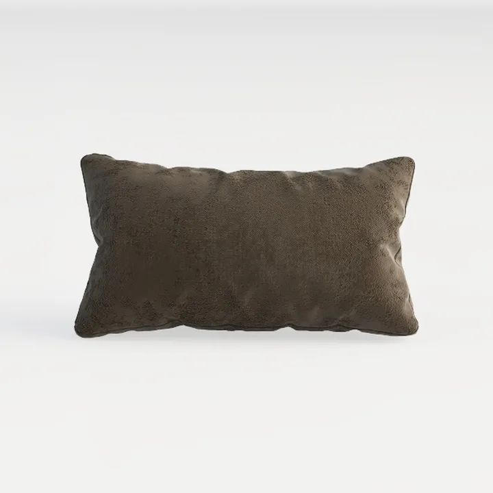 Minimalist Brown Velvet Lumbar Throw Pillow 3D Model